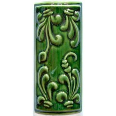 Элемент изразцовой плитки, уголок "Виньетки" зеленый