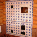 Банная печь, вид из комнаты отдыха
